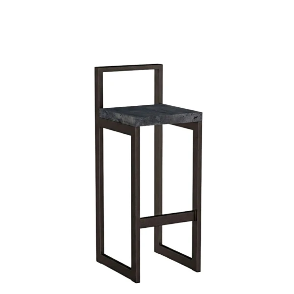Metalowy Hoker loft z oparciem - Beton czarny