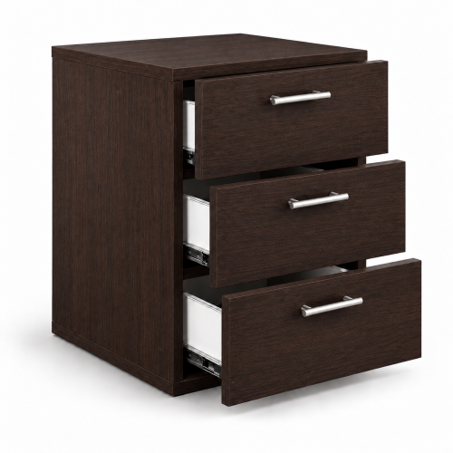 Kontenerek pod biurko Wenge – 3 szuflady, szuflady wysunięte