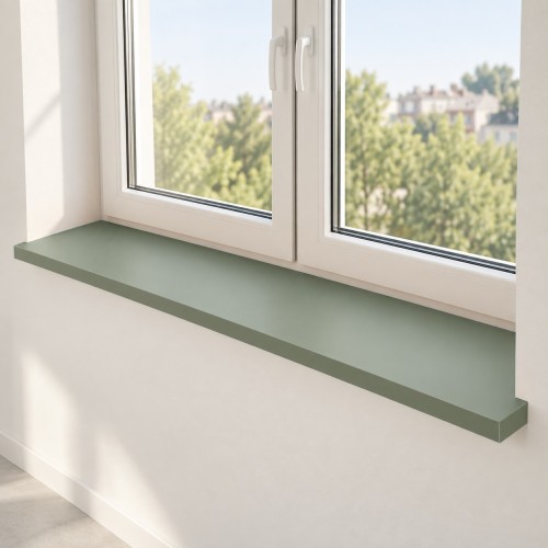 Parapet wewnętrzny na wymiar Dymiona Zieleń we wnęce okiennej