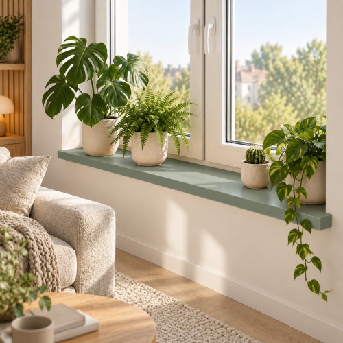 Parapet Dymiona Zieleń w salonie z roślinami