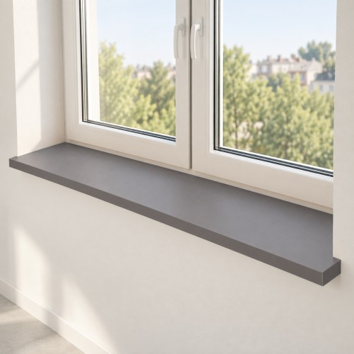 Parapet wewnętrzny na wymiar Grafit we wnęce okiennej