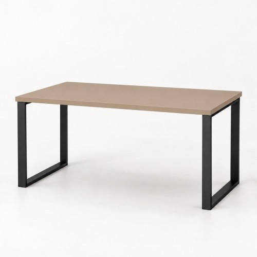 Stół kuchenny z metalowymi nogami w dekorze Cappuccino – blat 140 × 80 cm, czarne nogi, widok 3/4