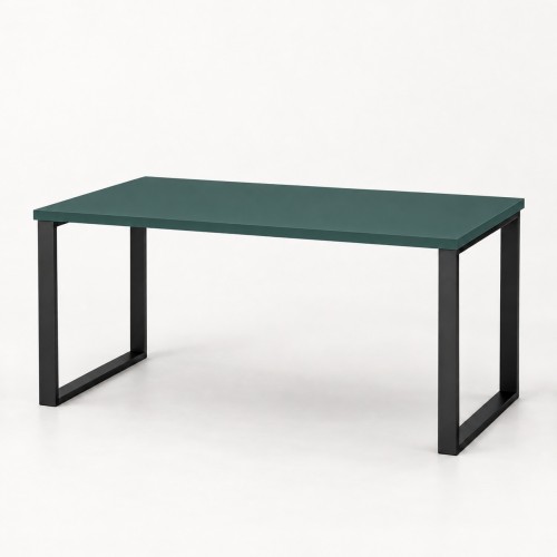 Stół kuchenny z metalowymi nogami w dekorze Zielony – blat 140 × 80 cm, czarne nogi, widok 3/4
