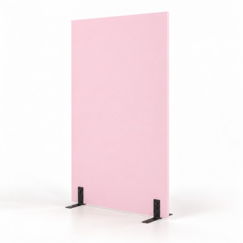 Ścianka działowa w dekorze Różowy – płyta 100 × 160 cm na dwóch czarnych wspornikach, widok 3/4