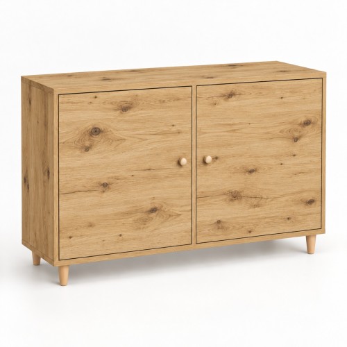 Komoda skandynawska w dekorze Dąb Artisan – 100 × 40 cm, nogi bukowe