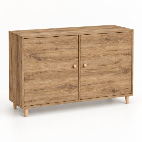Komoda skandynawska w dekorze Dąb Kamienny – 100 × 40 cm, nogi bukowe