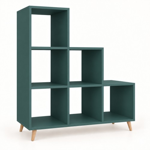 Regał skandynawski schodkowy w dekorze Zielony – 98 × 40 × 108 cm