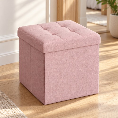 Pufa-kostka 30 cm ze schowkiem 22 l Różowy – we wnętrzu