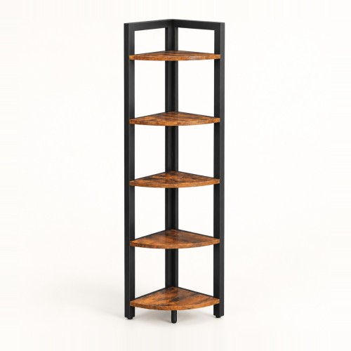 Wąski regał 30 cm z 5 półkami, 150 cm Brązowy rustykalny / Czarny