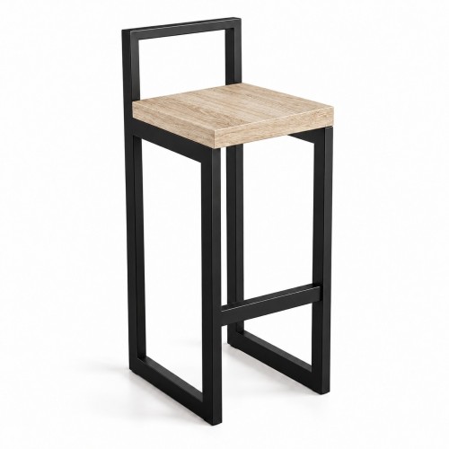 Metalowy hoker loft z oparciem – Dąb Sonoma – 01 zdjęcie główne